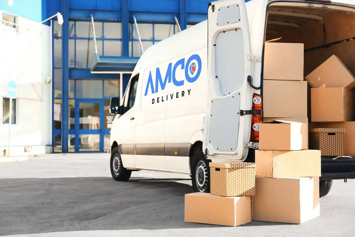 AMCO Delivery van loaded for a scheduled route in Seattle