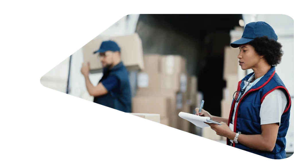 Scheduled courier loading packages into a delivery van